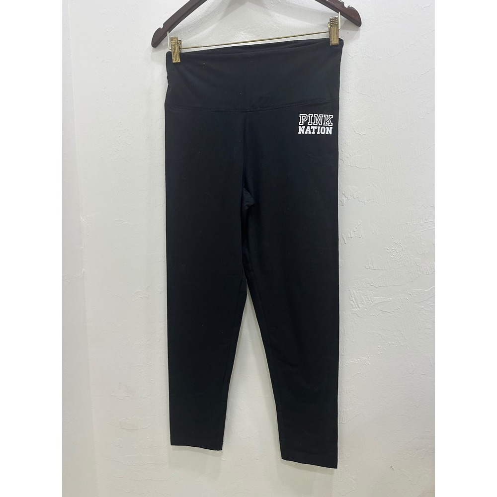 PINK‎ Victoria's Secret Nation Leggings Women Large Black High Rise Cropped Yoga